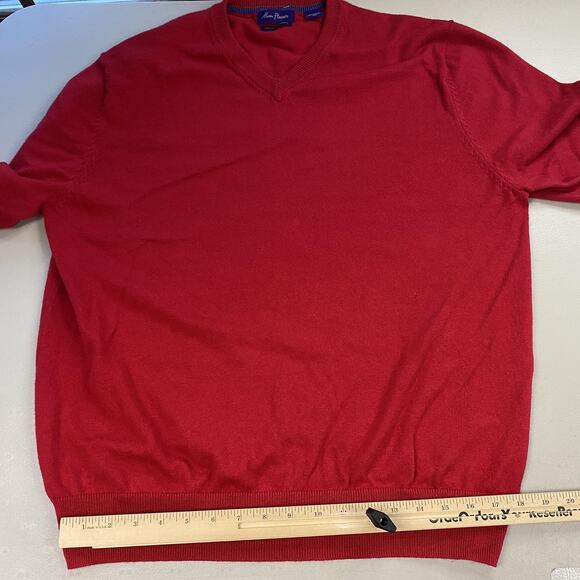 Alan Flusser Sweater Mens XL Red Cotton Cashmere V Neck Old Money Academia Prep - Picture 7 of 11